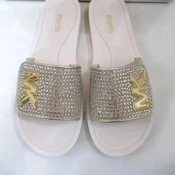 Michael Kors white and gold platform slide - Picture 1 of 6